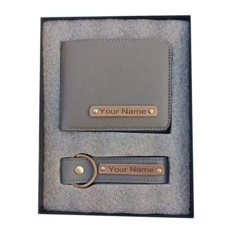 Personalised Leather Wallet + keychain thumbnail 2