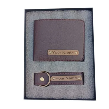 Personalised Leather Wallet + keychain thumbnail 3