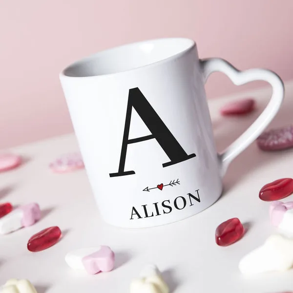 Personalised Heart Handle Mug - Initial & Name thumbnail 2