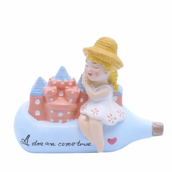 Girl on Drift Bottle Resin Decoration Showpieces thumbnail 2