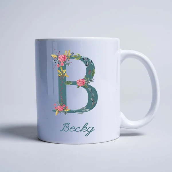 Personalised Mug - Watercolour Floral Initial thumbnail 2