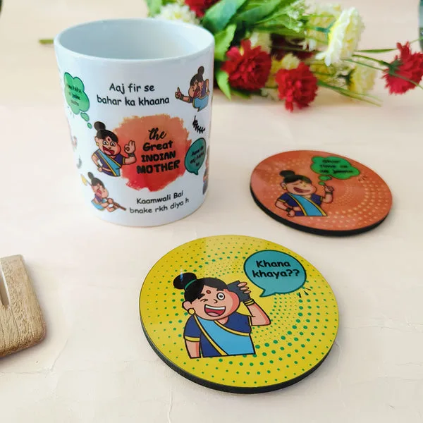 Mother's Day Gift Set – Quirky Ceramic Mug with Tea Coasters for Mom thumbnail 2