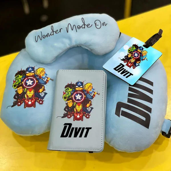 Personalized 4-in-1 Travel Essentials Set – Passport Cover, Luggage Tag, Eye Mask & Neck Pillow thumbnail 4