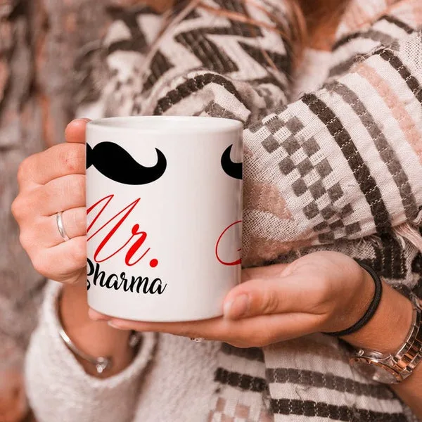 Personalized Mr. & Mrs. Couple Coffee Mugs – Custom Name Printed thumbnail 2