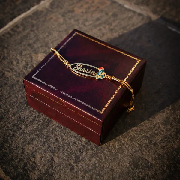 Personalized CNC Engraved Name Bracelet with Floral Design thumbnail 3