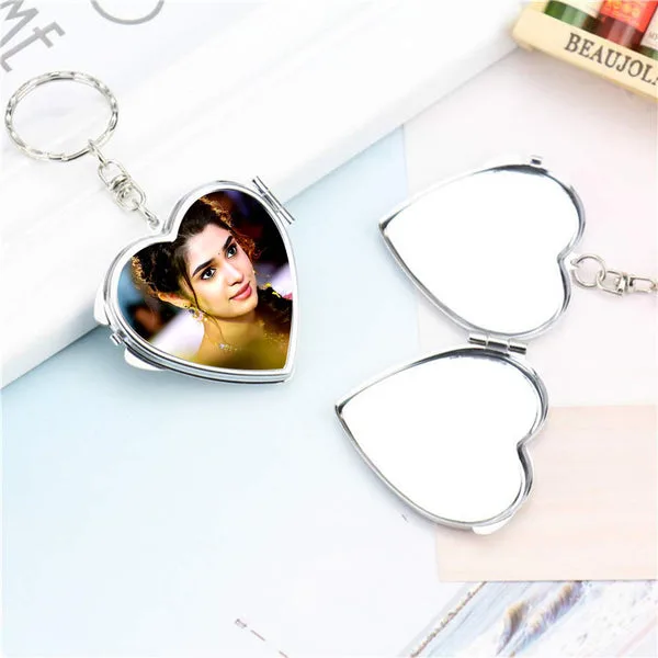 Personalized Keyring Foldable Metal Pocket Mirror Keychain thumbnail 3