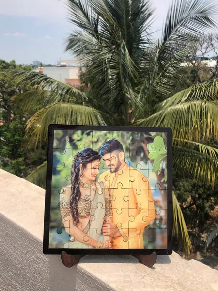 Personalized 8x8 MDF Photo Puzzle with Stand – 36 Pieces thumbnail 2