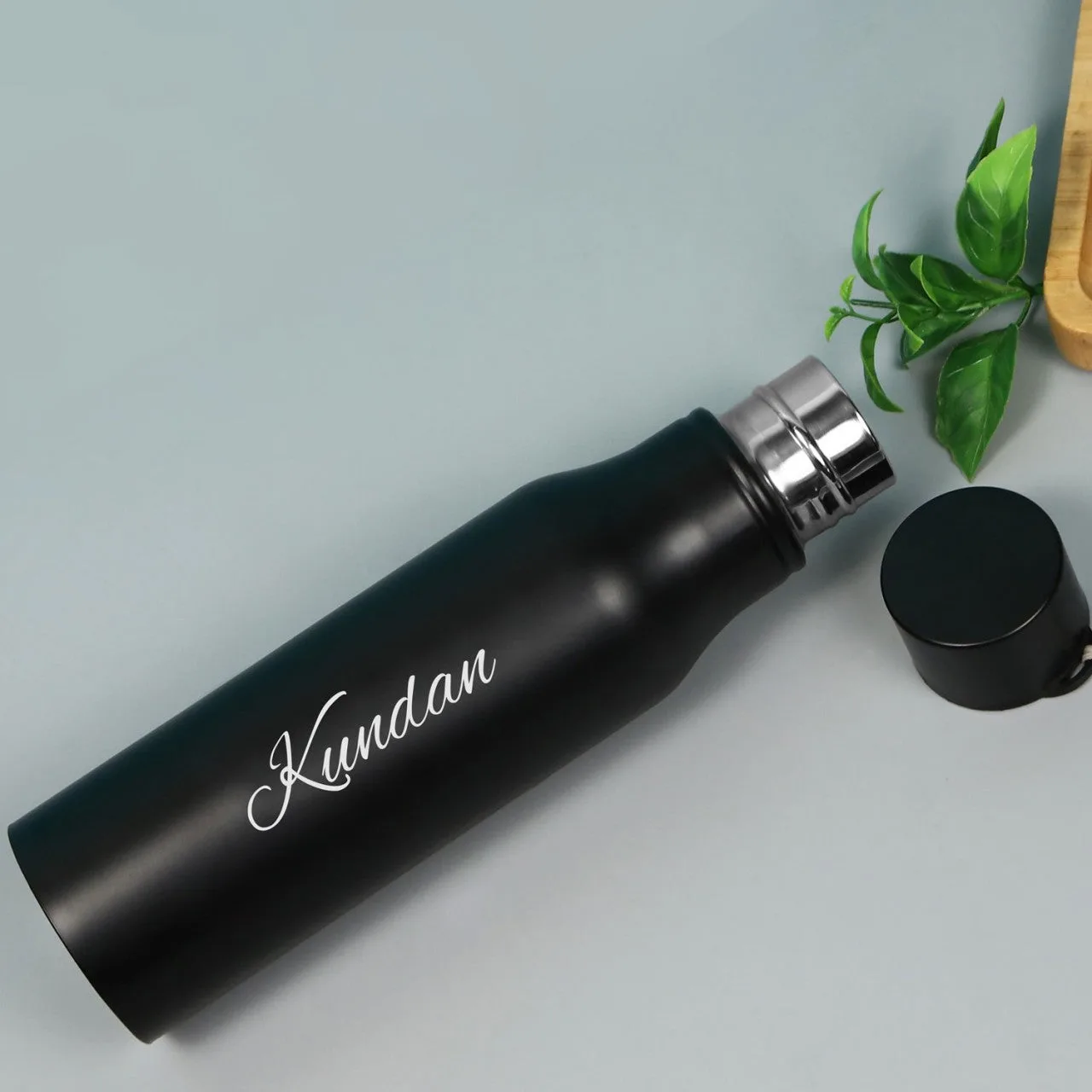 Custom Name Stainless Steel Insulated Water Bottle – Personalized Black Vacuum Flask