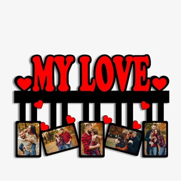 Personalized My Love Couple Photo Frame Wall Hanging thumbnail 3