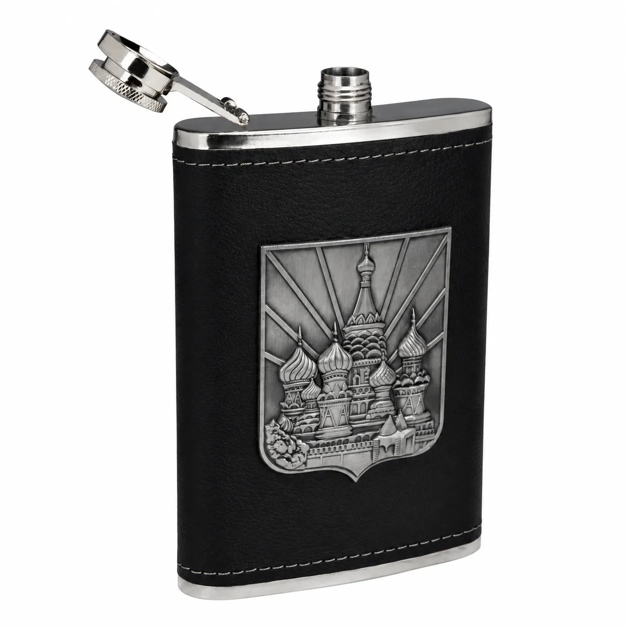 Premium Leatherette Wrapped Stainless Steel Hip Flask (9 oz / 270 ml) thumbnail 4