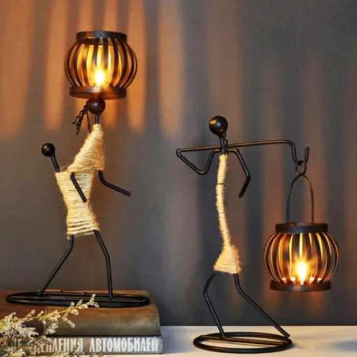 Lady Metal Tea Light Candle Holder (Set of 2)