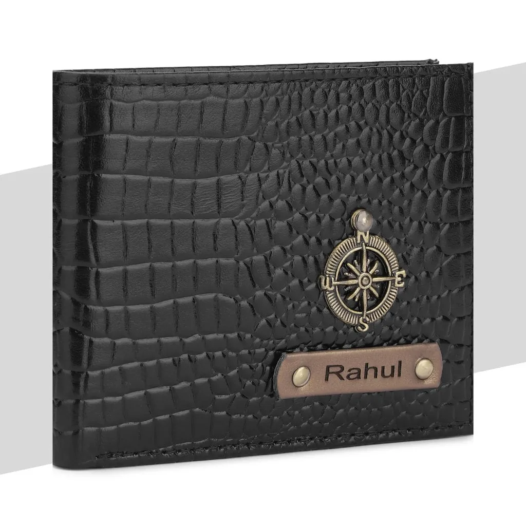 Personalised Men’s Premium Croco Leather Wallet with Name & Charm – Suitable for Men thumbnail 1