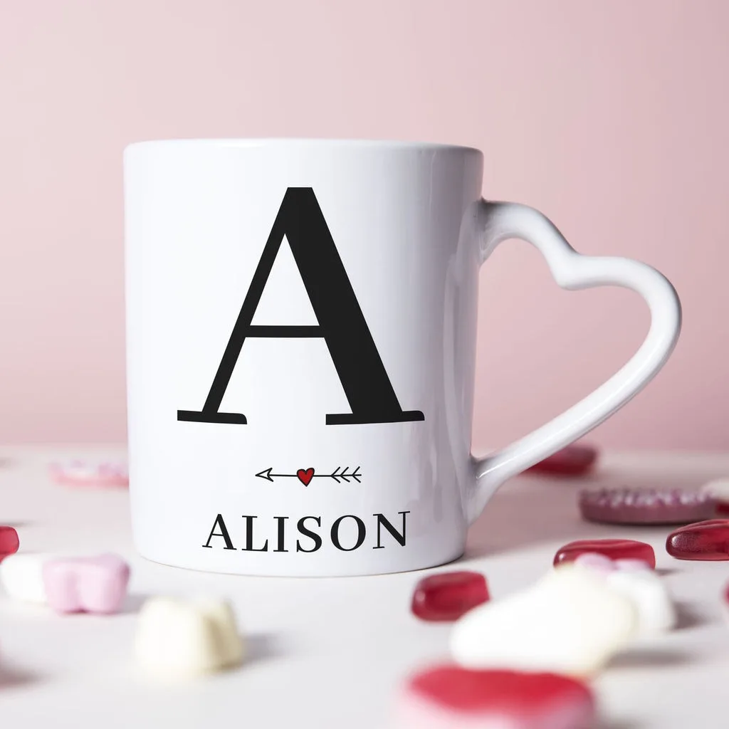 Personalised Heart Handle Mug - Initial & Name thumbnail 1