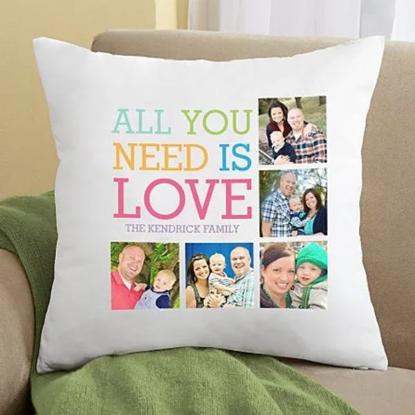 Personalized "All You Need is Love" Photo Cushion thumbnail 1