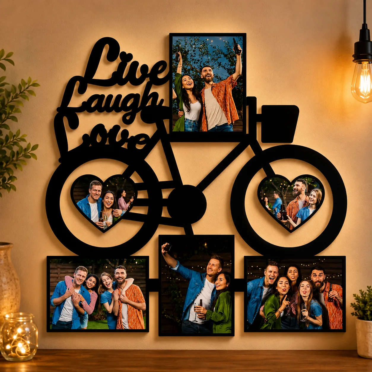 Product Title: Personalized Live Laugh Love Bicycle Photo Frame Wall Décor thumbnail 1