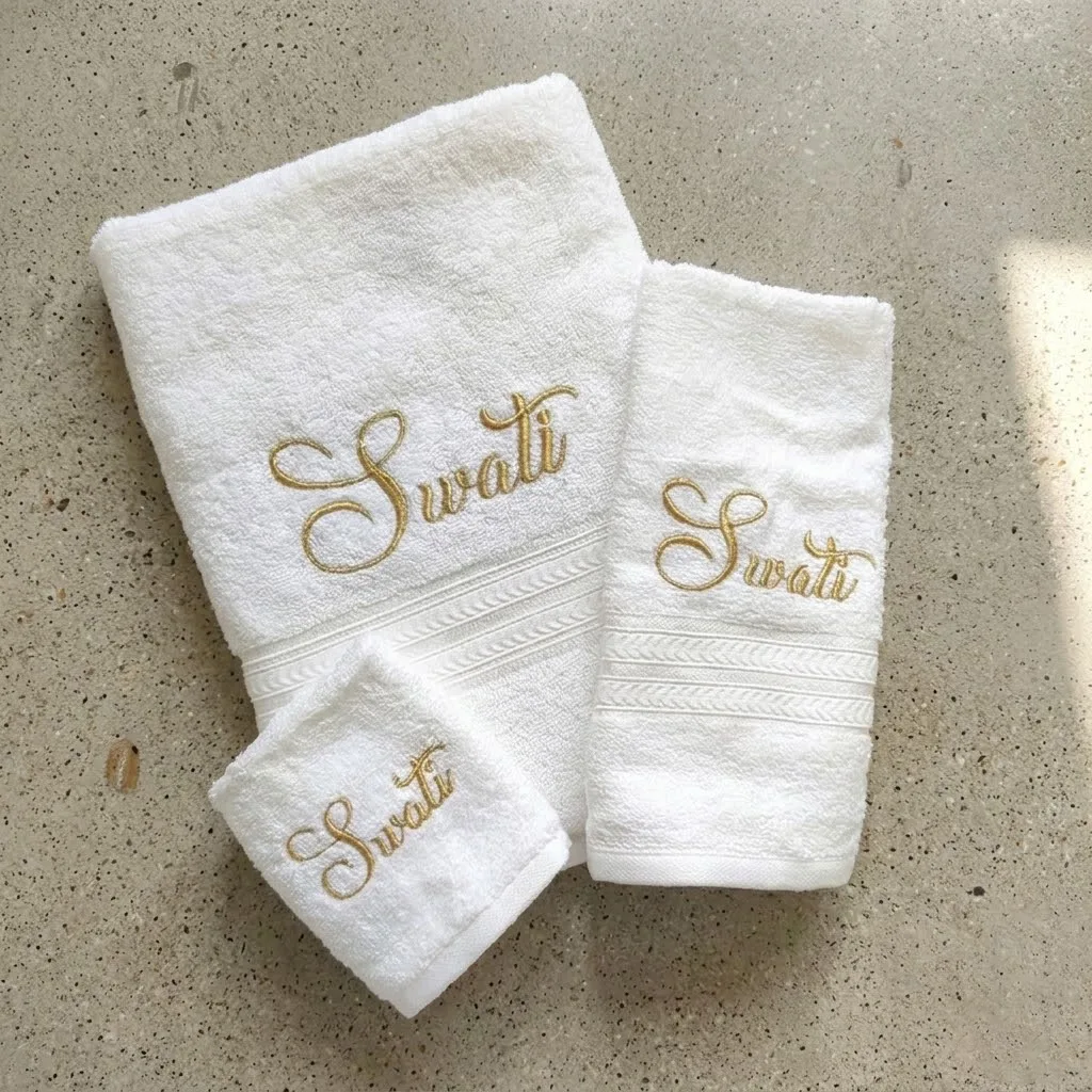 Personalised Cotton Bath Towel Set (3-in-1 Combo) thumbnail 1