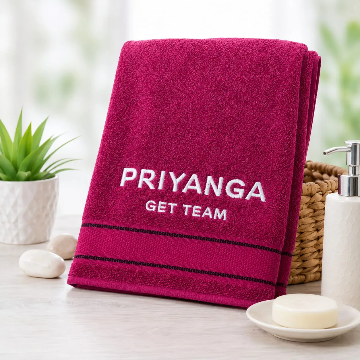 Personalised Hand Towel with Name Embroidery | 100% Cotton | 23 x 16 Inch | Custom Name Towel thumbnail 1