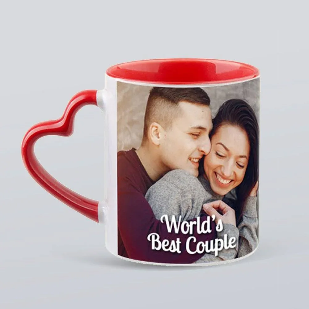 Personalised Heart Handle Photo Mug – World’s Best Couple Design