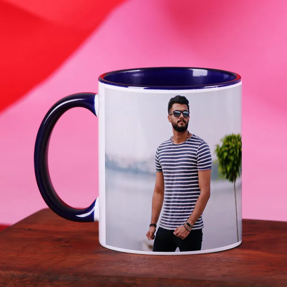 Custom Blue Photo Mug – Personalized with Your Favorite Picture