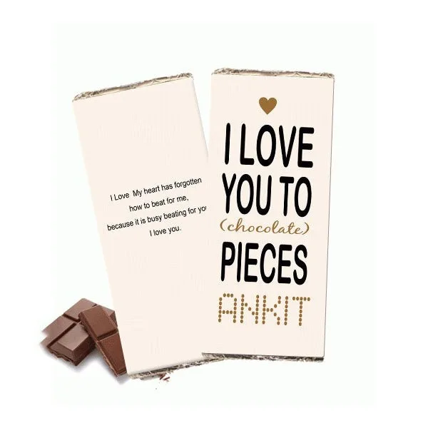 Love You To Pieces Personalised Chocolate Bar with Name & Message