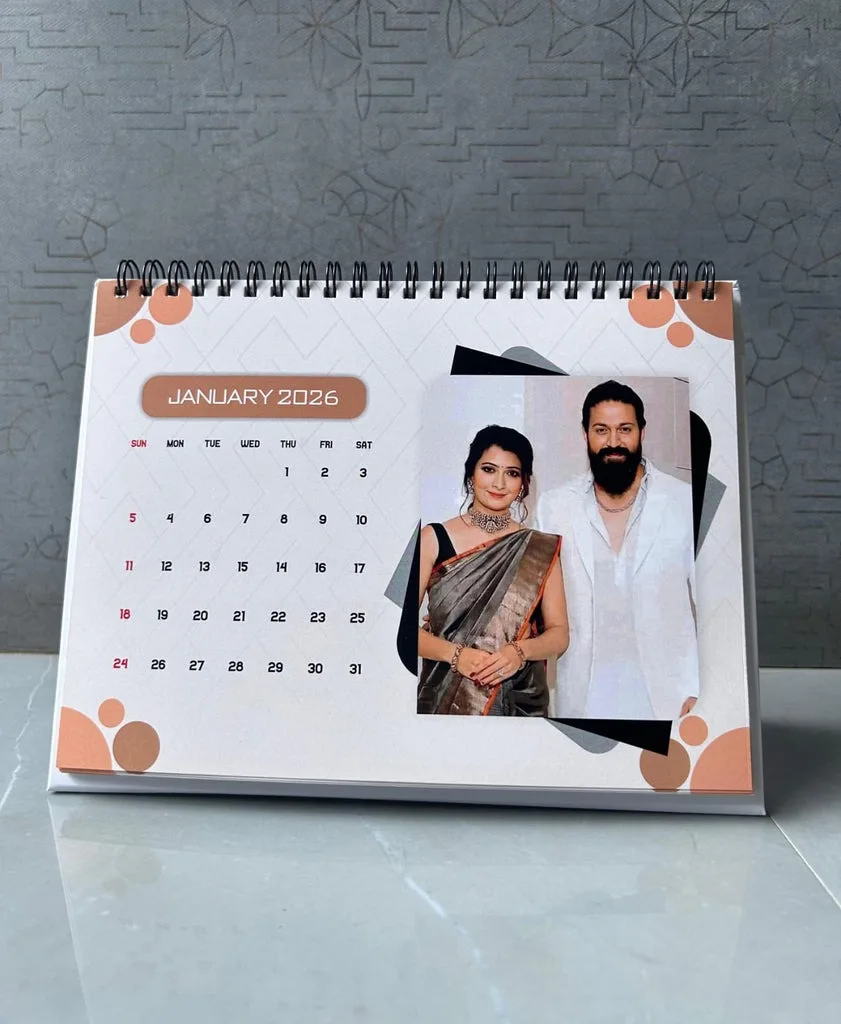 Classical Customised Table Top Calendar 2026 | 12 Photo Personalized Desk Calendar | 8x6 Inch | 300 GSM Premium Print