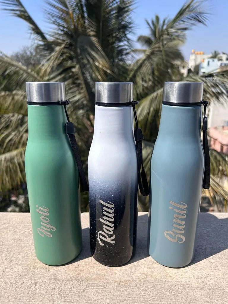 900ml Customised Stainless Steel Cola Bottle | Personalized Name Engraved | Insulated Hot & Cold | With Strap & Steel Cap