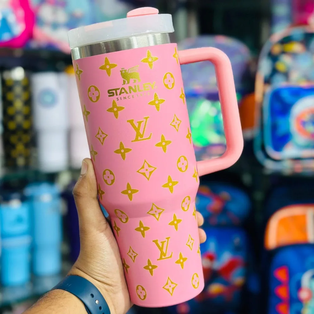 LV Stanley Edition Insulated Stainless Steel Tumbler with Handle & Straw | 1200 ML Hot & Cold Vacuum Cup