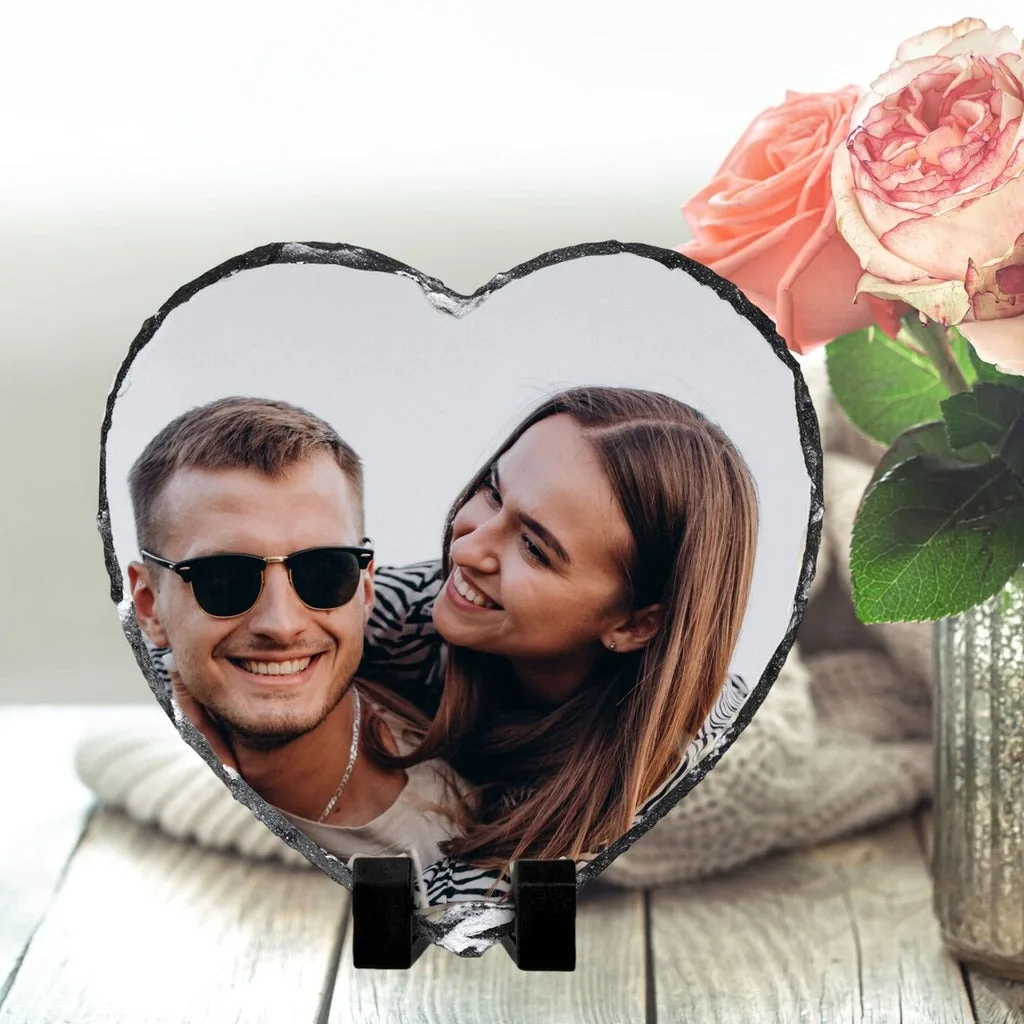 Personalised Photo Print Rock Stone Heart Shape