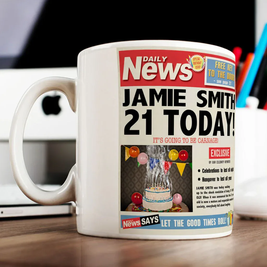Personalised Mug - 21st Birthday News