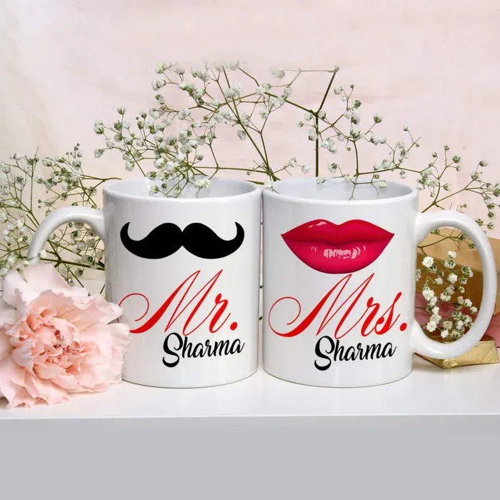 Personalized Mr. & Mrs. Couple Coffee Mugs – Custom Name Printed