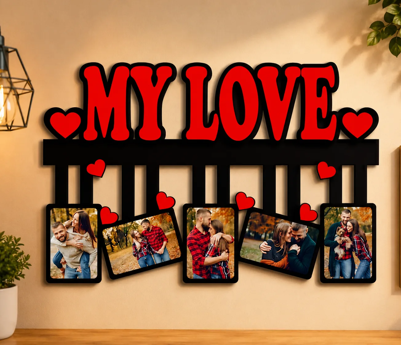 Personalized My Love Couple Photo Frame Wall Hanging
